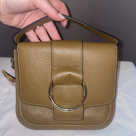 Vince Camuto Caia Brown Moss Leather Crossbody Bag Purse Large Tooth Bag Charm - Picture 1 of 16